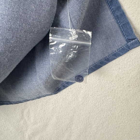 Garnet‎ Hill Dress 4 Blue Chambray Sleeveless Pockets Sundress Travel Coastal - Picture 11 of 14